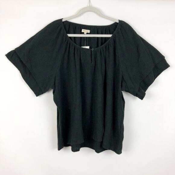 Madewell Womens Texture & Thread Tiered-Sleeve Top Size 3X Black NWT - Picture 5 of 11